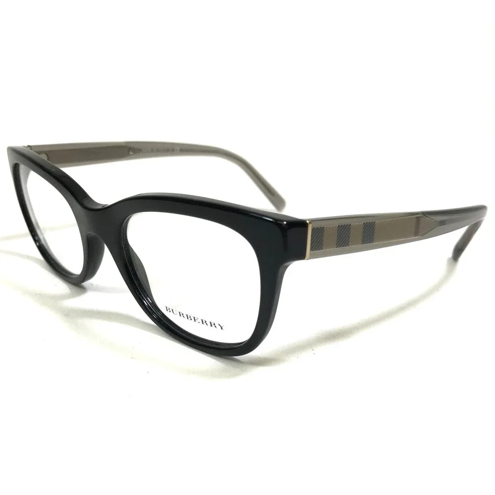 Burberry Eyeglasses Frames B2213 3001 Gray Nova Check Black Cat Eye 51-20-140